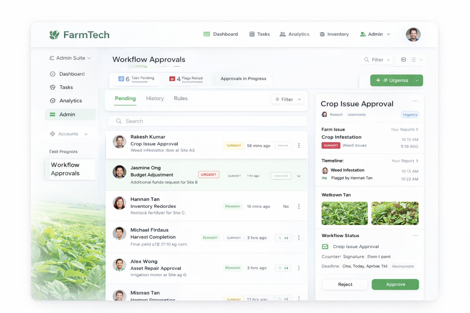 FarmTech — Workflow approvals